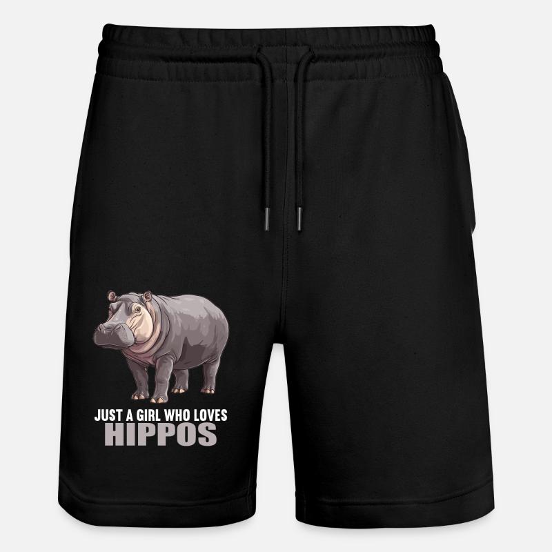 Nilpferd Flußpferd - Stanley/Stella Unisex Bio Joggingshorts Trainer  - Schwarz