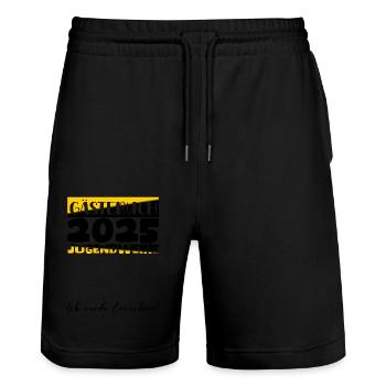 Jugendweihe 2025 Gästebuch Geschenk Mädchen Jungen - Stanley/Stella Unisex Bio Joggingshorts Trainer  - Schwarz - Vorne - Nik (191cm) & Marisol (170cm)