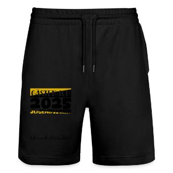 Jugendweihe 2025 Livre d’or Cadeau Filles Garçons - Short de jogging bio TRAINER Stanley/Stella unisexe - noir - Devant - Nik (191cm) & Marisol (170cm)