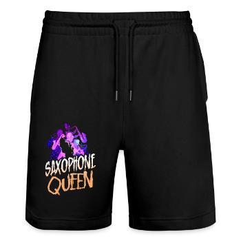 Saxophone Saxophone Reine - Short de jogging bio TRAINER Stanley/Stella unisexe - noir - Devant - Nik (191cm) & Marisol (170cm)