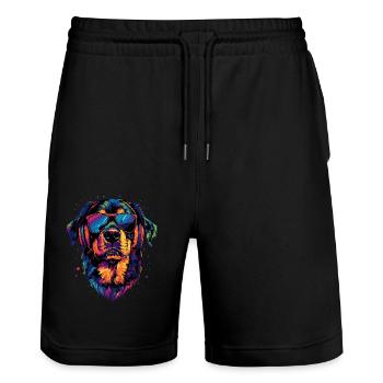Rottweiler Hunde Liebe Stolze Rottweiler Liebhaber - Stanley/Stella Unisex Bio Joggingshorts Trainer  - Schwarz - Vorne - Nik (191cm) & Marisol (170cm)