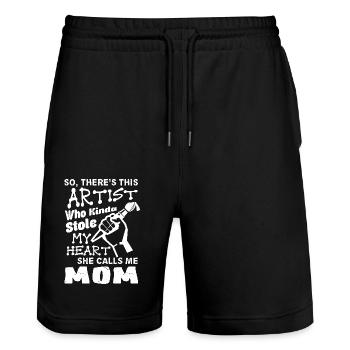 Awesome Artist Mom - Stanley/Stella Trainer Unisex Organic Jogging Shorts - black - Front - Nik (191cm) & Marisol (170cm)