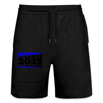 Jugendweihe 2025 Livre d’or Cadeau Filles Garçons - Short de jogging bio TRAINER Stanley/Stella unisexe - noir - Devant - Nik (191cm) & Marisol (170cm)