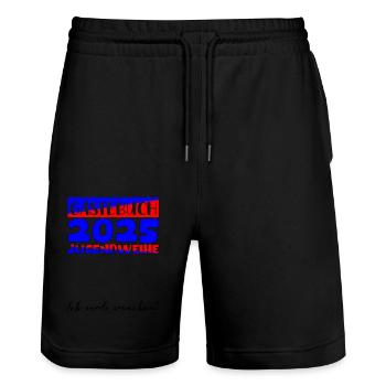 Jugendweihe 2025 Livre d’or Cadeau Filles Garçons - Short de jogging bio TRAINER Stanley/Stella unisexe - noir - Devant - Nik (191cm) & Marisol (170cm)