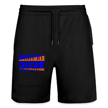 Jugendweihe 2025 Livre d’or Cadeau Filles Garçons - Short de jogging bio TRAINER Stanley/Stella unisexe - noir - Devant - Nik (191cm) & Marisol (170cm)