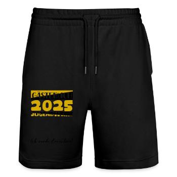 Jugendweihe 2025 Guestbook Gift Girls Boys - Stanley/Stella Trainer Unisex Organic Jogging Shorts - black - Front - Nik (191cm) & Marisol (170cm)