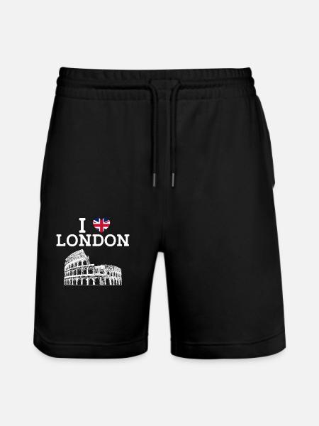 I Love London Colosseum England Heart Flag London - Stanley/Stella Trainer Unisex Organic Jogging Shorts - black