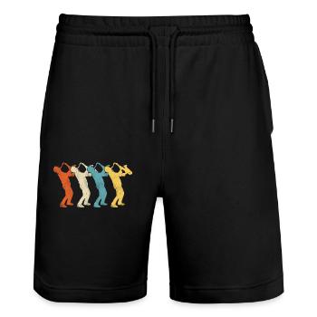 Saxophone Retro Vintage - Stanley/Stella Trainer Unisex Organic Jogging Shorts - black - Front - Nik (191cm) & Marisol (170cm)