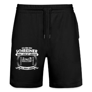 Tischler Zimmermann Schreiner - Stanley/Stella Unisex Bio Joggingshorts Trainer  - Schwarz - Vorne - Nik (191cm) & Marisol (170cm)