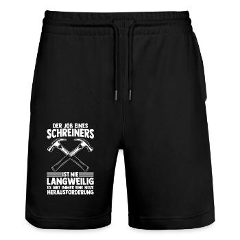 Tischler Zimmermann Schreiner - Stanley/Stella Unisex Bio Joggingshorts Trainer  - Schwarz - Vorne - Nik (191cm) & Marisol (170cm)