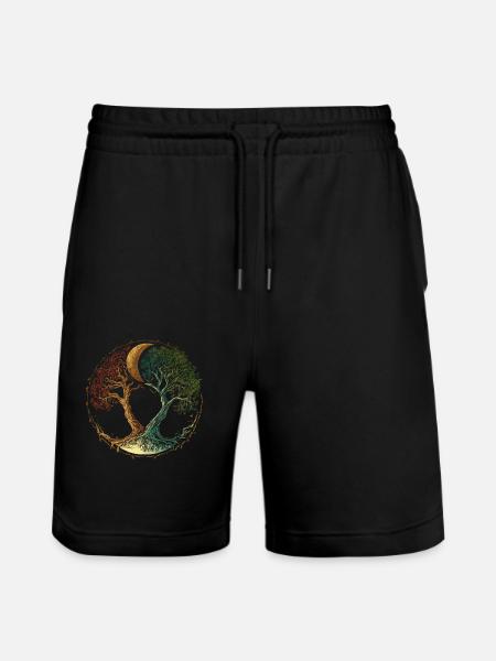 Livets træ med månen og årstiderne skifter - Stanley/Stella Trainer økologiske unisex joggingshorts - sort