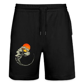 Mystische Landschaft mit Bonsai und - Stanley/Stella Unisex Bio Joggingshorts Trainer  - Schwarz - Vorne - Nik (191cm) & Marisol (170cm)