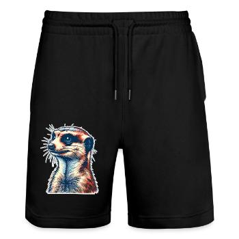 Suricate - Short de jogging bio TRAINER Stanley/Stella unisexe - noir - Devant - Nik (191cm) & Marisol (170cm)