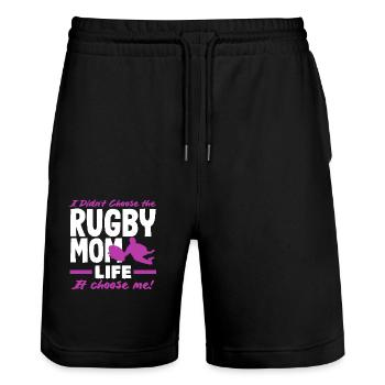 Rugby Spieler Mama Leben Wählt Mich - Stanley/Stella Unisex Bio Joggingshorts Trainer  - Schwarz - Vorne - Nik (191cm) & Marisol (170cm)