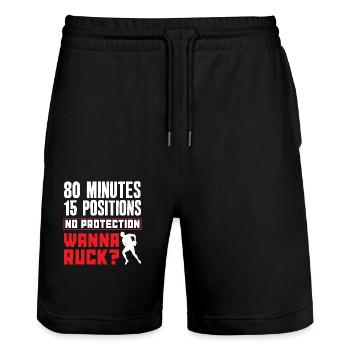 Rugby Spieler 80 Minuten 15 Positionen - Stanley/Stella Unisex Bio Joggingshorts Trainer  - Schwarz - Vorne - Nik (191cm) & Marisol (170cm)