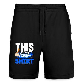This is my painter outfit - Stanley/Stella Trainer Unisex Organic Jogging Shorts - black - Front - Nik (191cm) & Marisol (170cm)