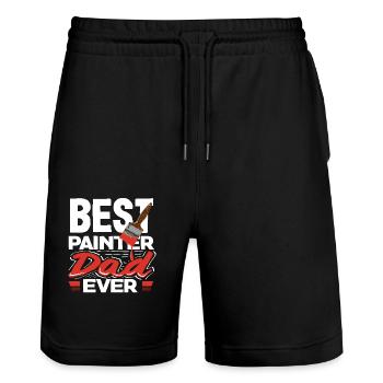 Bester Maler Papa Aller Zeiten - Stanley/Stella Unisex Bio Joggingshorts Trainer  - Schwarz - Vorne - Nik (191cm) & Marisol (170cm)