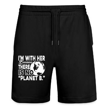 Earth Day No Planet Like Earth - Stanley/Stella Trainer Unisex Organic Jogging Shorts - black - Front - Nik (191cm) & Marisol (170cm)