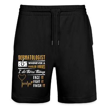 Dermatologist Face It Fight it Finish It - Stanley/Stella Trainer Unisex Organic Jogging Shorts - black - Front - Nik (191cm) & Marisol (170cm)