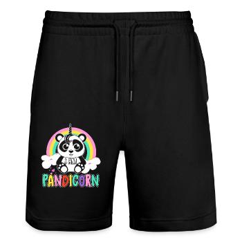 Panda I Am Pandicorn - Stanley/Stella Trainer Unisex Organic Jogging Shorts - black - Front - Nik (191cm) & Marisol (170cm)