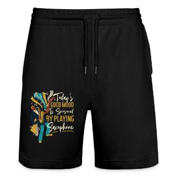 Saxophone Today's Good Mood Is - Stanley/Stella Unisex Bio Joggingshorts Trainer  - Schwarz - Vorne - Nik (191cm) & Marisol (170cm)
