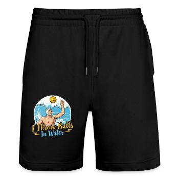 Water Polo I Throw Balls In Water Team Sports - Stanley/Stella Unisex Bio Joggingshorts Trainer  - Schwarz - Vorne - Nik (191cm) & Marisol (170cm)