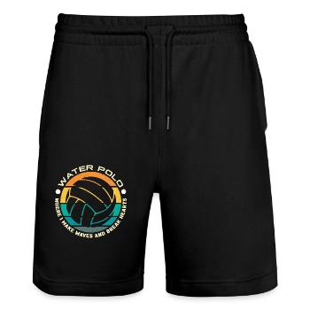 Water Polo Where I Make Waves And Water Sports - Stanley/Stella Unisex Bio Joggingshorts Trainer  - Schwarz - Vorne - Nik (191cm) & Marisol (170cm)