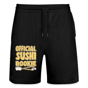 Japanese Food Lover Official Sushi Rooklie - Stanley/Stella Unisex Bio Joggingshorts Trainer  - Schwarz - Vorne - Nik (191cm) & Marisol (170cm)