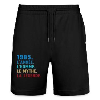 1985 Jahr Mann Mythos Legende - Stanley/Stella Unisex Bio Joggingshorts Trainer  - Schwarz - Vorne - Nik (191cm) & Marisol (170cm)