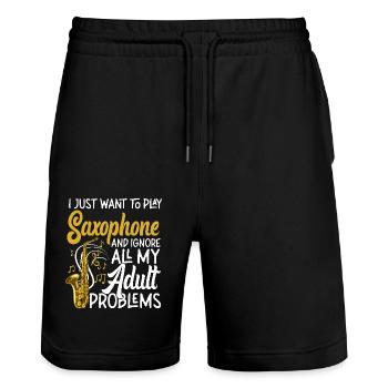 Saxophone I Just Want To Play - Stanley/Stella Unisex Bio Joggingshorts Trainer  - Schwarz - Vorne - Nik (191cm) & Marisol (170cm)