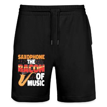 Saxophones Saxophones The Bacon Of - Stanley/Stella Trainer Unisex Organic Jogging Shorts - black - Front - Nik (191cm) & Marisol (170cm)