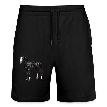 Chevaux Cheval - Short de jogging bio TRAINER Stanley/Stella unisexe - noir - Devant - Nik (191cm) & Marisol (170cm)