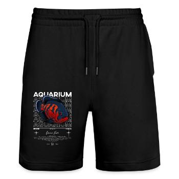 Oscar Fish Monster Fish Keeper Streetwear - Stanley/Stella Trainer Unisex Organic Jogging Shorts - black - Front - Nik (191cm) & Marisol (170cm)