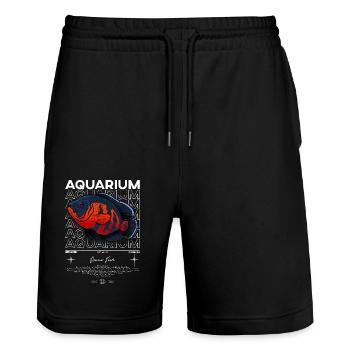 Oscar Fish Monster Fish Keeper Streetwear - Stanley/Stella Trainer Unisex Organic Jogging Shorts - black - Front - Nik (191cm) & Marisol (170cm)
