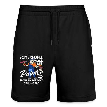 Painter Dad the most important - Stanley/Stella Trainer Unisex Organic Jogging Shorts - black - Front - Nik (191cm) & Marisol (170cm)