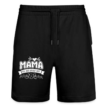Mother's Day Mama All Day Every Day - Stanley/Stella Trainer Unisex Organic Jogging Shorts - black - Front - Nik (191cm) & Marisol (170cm)