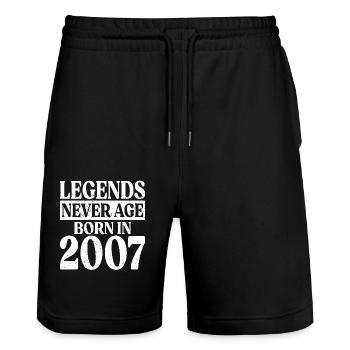 Legends Never Get Old Birthday 2007 - Stanley/Stella Trainer Unisex Organic Jogging Shorts - black - Front - Nik (191cm) & Marisol (170cm)