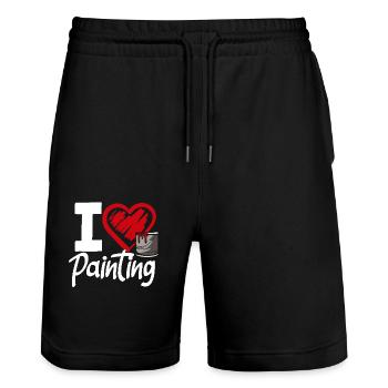 I Love Paint Artist Heart Painter - Stanley/Stella Trainer Unisex Organic Jogging Shorts - black - Front - Nik (191cm) & Marisol (170cm)