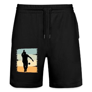 Boule Boccia Boule player - Stanley/Stella Trainer Unisex Organic Jogging Shorts - black - Front - Nik (191cm) & Marisol (170cm)