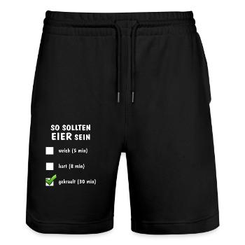 SO SOLLTEN EIER SEIN - Stanley/Stella Unisex Bio Joggingshorts Trainer  - Schwarz - Vorne - Nik (191cm) & Marisol (170cm)