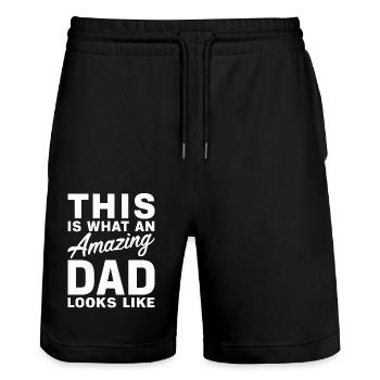 Dad Fathers Day husband Men Father Daddy Best Dad - Stanley/Stella Trainer Unisex Organic Jogging Shorts - black - Front - Nik (191cm) & Marisol (170cm)