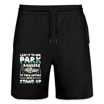 Leaf It To Our Park Rangers To Turn Nature - Stanley/Stella Unisex Bio Joggingshorts Trainer  - Schwarz - Vorne - Nik (191cm) & Marisol (170cm)