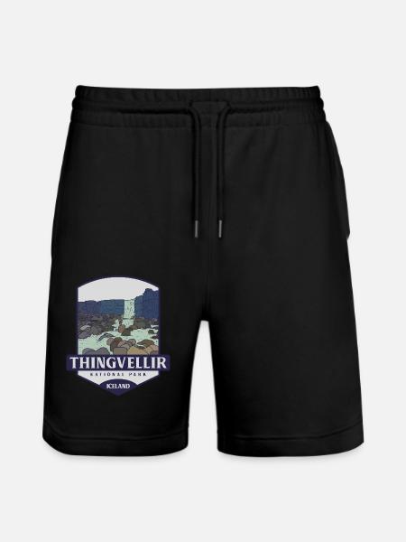 Thingvellir National Park - Iceland - Stanley/Stella Trainer Unisex Organic Jogging Shorts - black