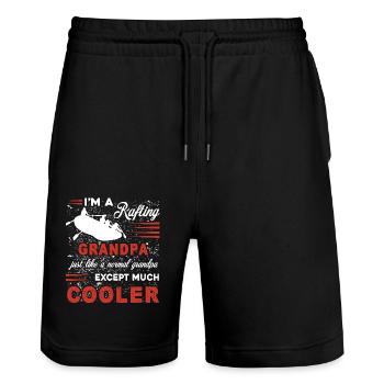 Rafting Grandpa Is Cooler - Stanley/Stella Trainer Unisex Organic Jogging Shorts - black - Front - Nik (191cm) & Marisol (170cm)