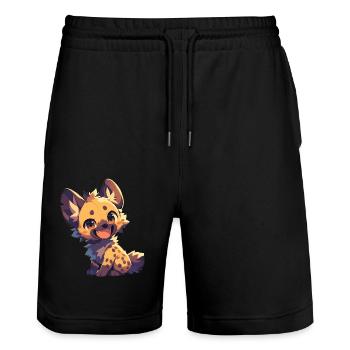 Hyena Hyena - Stanley/Stella Trainer Unisex Organic Jogging Shorts - black - Front - Nik (191cm) & Marisol (170cm)
