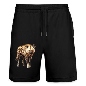 Hyena Hyena - Stanley/Stella Trainer Unisex Organic Jogging Shorts - black - Front - Nik (191cm) & Marisol (170cm)
