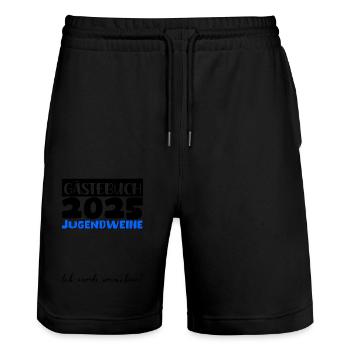 Jugendweihe 2025 Livre d’or Cadeau Filles Garçons - Short de jogging bio TRAINER Stanley/Stella unisexe - noir - Devant - Nik (191cm) & Marisol (170cm)