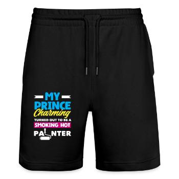 My Prince Charming is a hot painter - Stanley/Stella Trainer Unisex Organic Jogging Shorts - black - Front - Nik (191cm) & Marisol (170cm)