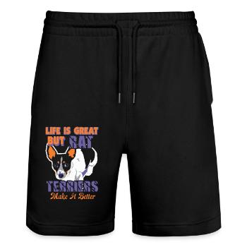 Rat Terriers Make Life Better - Stanley/Stella Trainer Unisex Organic Jogging Shorts - black - Front - Nik (191cm) & Marisol (170cm)