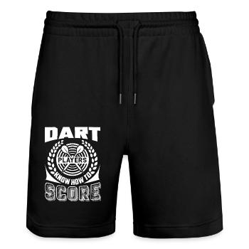 Darts Players Know How To Score - Stanley/Stella Trainer Unisex Organic Jogging Shorts - black - Front - Nik (191cm) & Marisol (170cm)